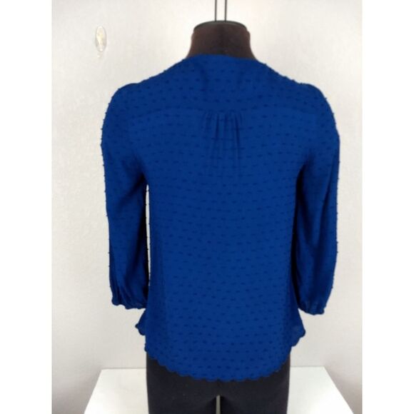 Anthropologie Maeve navy blue swiss dot blouse 4 - Picture 3 of 10